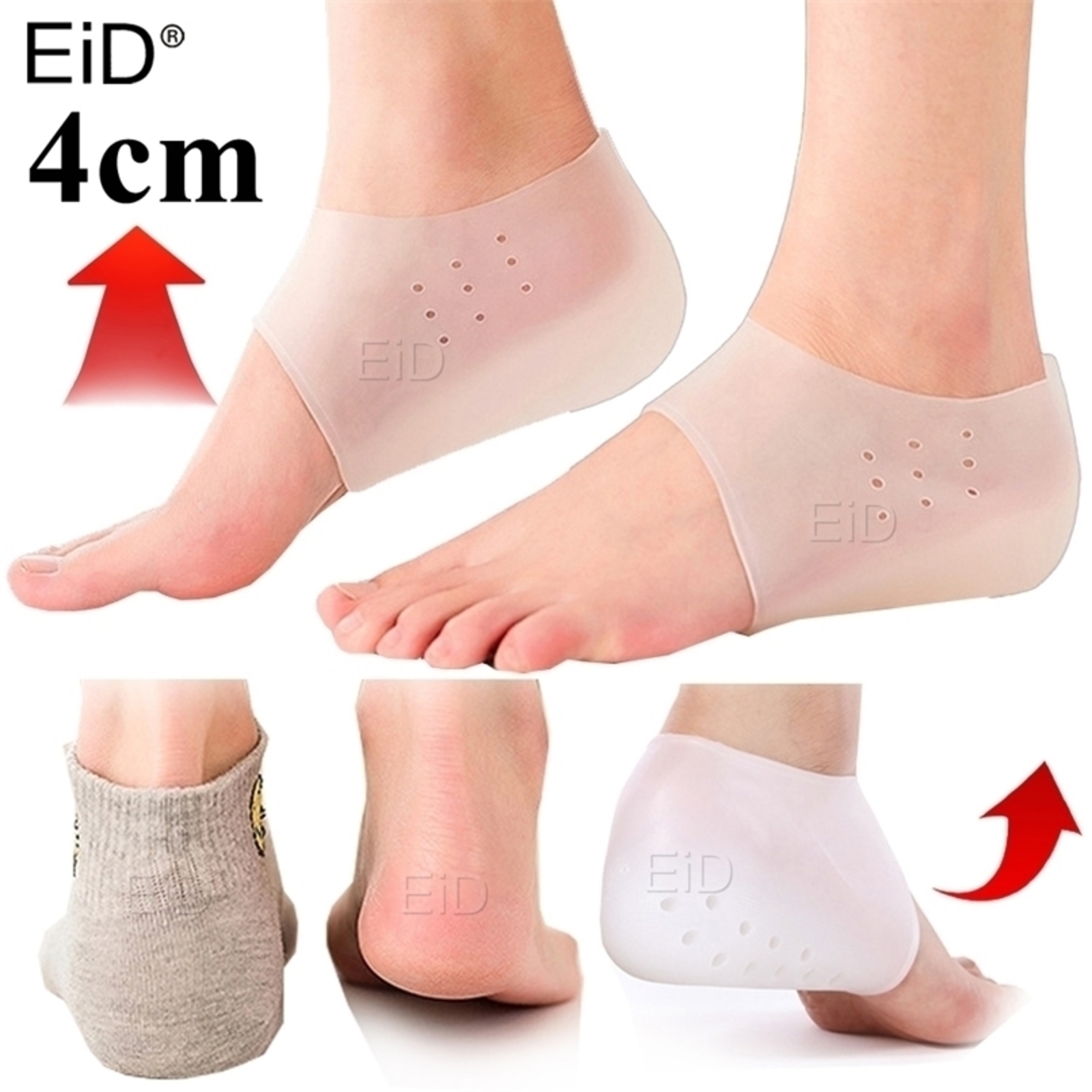 Görünmez Yükseklik Arttırılmış Astarı Silikon Topuk Çorap Kadın Erkek Tabanlık 2,5 cm Tabanlık Plantar Fasiit Ayakkabı Sole Beyaz 220121