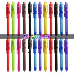 Onzichtbare inktpen 24 pc's, spionagepen met UV Light, Magic Marker voor geheime boodschap, schatkistprijzen, kinderfeest gunsten, speelgoedcadeau