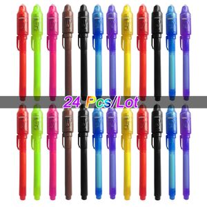 Onzichtbare inktpen 24 PCS Spy Pen met UV Light Magic Marker voor geheime messagetreasure Box Prizeskids Party Favorstoys cadeau 240423