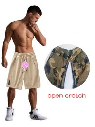 Invisible Pantalon de sexe d'entrejambe ouvert Invisible Shorts pour hommes et pantalons de survêtement