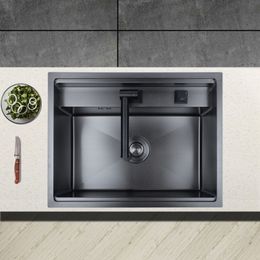 Réservateur unique invisible d'évier avec couvercle sous comptoir à la main Nano Black Hidden Kitchen Island Robinet