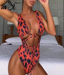 Inx sexy one pièce maillot de bain féminin file monokini léopard imprimé bikini 2019 plus taille de maillot de bain femme body combinaison de baignade rouge 7071995333