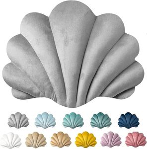 Inyahome 3D sierkussens schelpvormig accent sierkussen zacht fluwelen inzetstuk inbegrepen kussen voor slaapbank woonkamer 240322