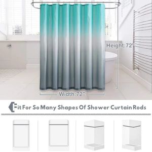 Inyahome aqua en grijs douchegordijn boho gradiënt kleur waterdicht voor badkamer bad camper achtergrond loft decor badgordijn