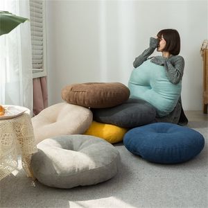 Inyahome Linnen Giant Round Floor Kussen Kussen Effen Kleur Geschikt voor Meditatie Yoga Mat Sofa Stoel Bed Auto Seat Pillows 220402