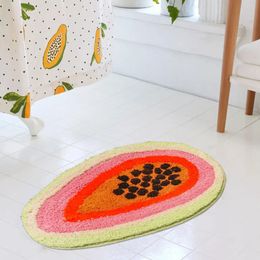 Inyahome tapis en forme de Fruit de la Passion tapis de bain dessin animé tapis antidérapant porte de salle de bain pour cuisine chambre d'enfants 240122