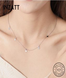 Inzatt Real 925 Collier de tour de cou rond géométrique en argent sterling pour la mode pour femmes minimalistes Bijoux mignons accessoires 20195449453