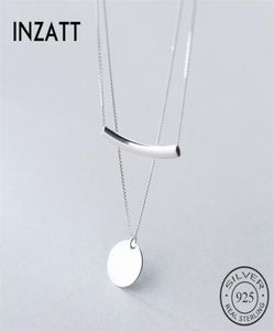 Inzatt Real 925 Caqueta de capa de plata esterlina Discóngano geométrico Discos doblados Collar colgante de gargantillas para mujeres Joyería Fina Joyería2887068063