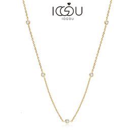 IOGOU – collier ras du cou en argent Sterling 925, rond, couleur D, 2.5mm, pour femmes, couleur or 14 carats, certificat cadeau, 162 pouces, 231229