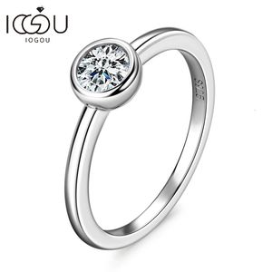 IOGOU bagues de fiançailles 5mm D couleur ronde Solitaire diamant réel 925 argent femmes accessoires bijoux de mariage 240402