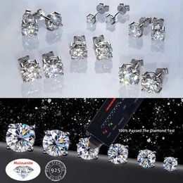 IOGOU m/4mm/5mm/6.5mm/8mm/9mm/10mm/11mm certifié D VVS1 boucles d'oreilles en argent 925 boucles d'oreilles pour femmes hommes bijoux 240227