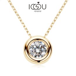 IOGOU Real D VVS1 colliers 65mm pendentif rond pour femmes 100 argent 925 couleur or jaune bijoux fins vente en gros 240123