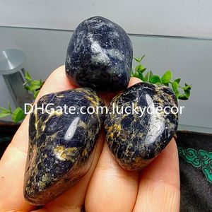 Iolite Tumblestones Pocket Palm Stones Cadeaux Beau lot en vrac de cristal de cordiérite naturelle poli irrégulier Pierres précieuses de saphir d'eau dégringolée Spécimen minéral