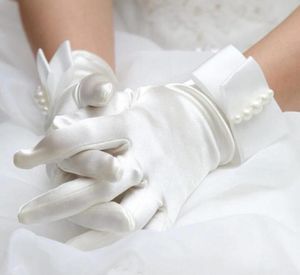 Iovry Satin Pearl Longueur Glants nuptiaux Gants de mariage Finger Finger Gants Bridal Glants de mariage en rabais 9677815