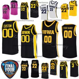 Iowa Hawkeyes 2024 Finale Vier vrouwen Jersey College Basketball Lady 22 Caitlin Clark 45 Hannah Stuelke 20 Kate Martin 3 Sydney Affolter 1 Molly Davis University