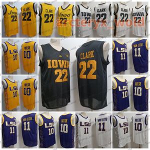 Iowa Hawkeyes 22 Caitlin Clark College Basketball Jersey LSU Tigers Angel Reese #10 Campus Ink Purple Hailey Van Lith 11 Jerseys de la escuela universitaria