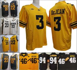 Iowa Hawkeyes 3 Cooper DeJean maillot de football universitaire hommes maillots cousus 46 George Kittle blanc noir orange hommes 22 maillots de basket-ball Caitlin Clark