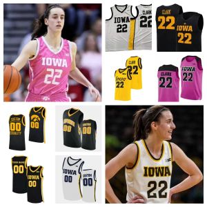 Iowa Hawkeyes Basketball Jersey NCAA College Caitlin Clark Size S-4xl Todos los jóvenes de Ed White Yellow Round V Color