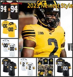 Iowa Hawkeyes voetbalshirt 75 Josh Volk 90 Brian Allen 94 Yahya Black 86 Jeff Bowie 45 Deontae Craig 97 Caden Crawford 93 Anu Dokun Custom College Iowa Jerseys