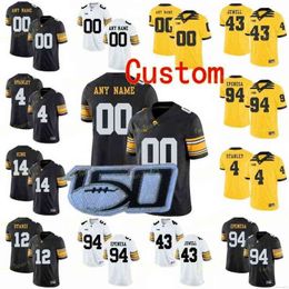 Iowa Hawkeyes Football Jersey NCAA College 34 Kristian Welch 52 Amani Jones 87 Noah Fant 98 Anthony Nelson 74 Tristan Wirfs 68 Brandon