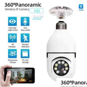 Cámaras IP 360 ° Wifi Ptz Cámara panorámica BB 2MP Visión nocturna panorámica O Seguridad para el hogar Videovigilancia Fisheye Lámpara Drop Entrega Dhxi9