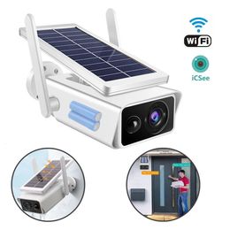 Cámaras IP Cámara de seguridad con energía solar de 3MP Cámara de vigilancia WIFI inalámbrica IP66 Cámara IP impermeable para exteriores con visión nocturna PIR Detect 221101