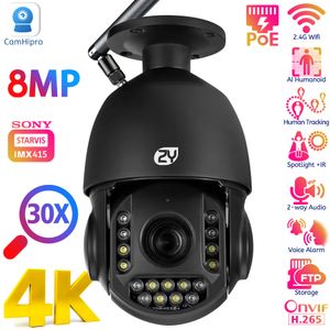 Cámaras IP 4K 8MP 30X Zoom Wifi Vigilancia Montaje en techo al aire libre Seguimiento automático Velocidad Domo PTZ Color Visión nocturna Cámara PoE 230830