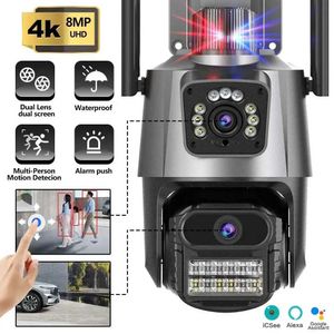 Caméras IP 4K 8MP CAMÉRICE WIFI Double Lens Sécurité Protection Sécurité Imperméable CCTV VIDEO VIDEO CAME CAME POLICE ALARME DE LUMINE