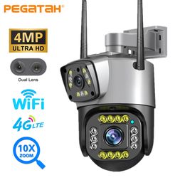 Cámaras IP 4MP Wifi 4G PTZ Cámara HD Lente dual 10X Zoom Seguridad al aire libre AI Detección humana Visión nocturna Vigilancia CCTV 230922