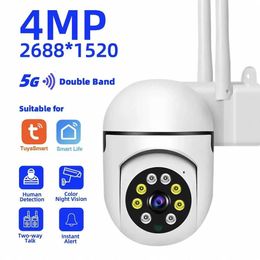 IP -camera's 5G Tuya 3MP/4MP WiFi Smart IP Camera AI Human Detect Color Night Vision Surveillance Camera Smart Life Baby Monitor Smart Home 24413