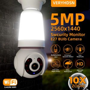 Caméras IP 5MP 5G E27 Caméra de caméra intérieure de l'ampoule 2 en 1 Wi-Fi Talage à deux voies Sécurité de la sécurité CCTV CAME DE SÉCURITÉ EXTRACHE 240413