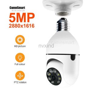 Caméras IP 5MP Tuya Mini Camera sans fil YCC365Plus WiFi E27 Surveillance vidéo de l'ampoule adaptée à Smart Home Security Facile à installer D240510
