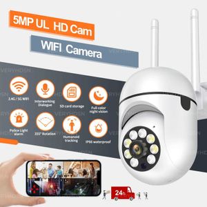Caméras IP 5MP Camera WiFi IP OUTDOOR 5G Sécurité sans fil Monitor AI Smart Tracking Surveillance Caméras Audio 4X 240413