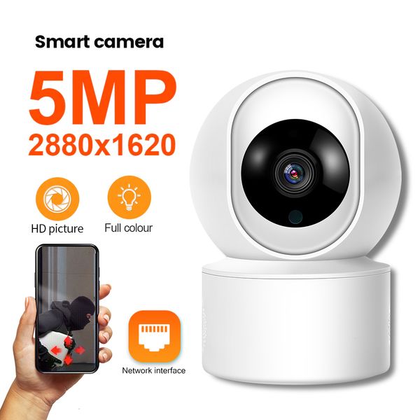 Caméras IP 5MP WiFi Caméra Surveillance Sécurité Baby Monitor Automatique Suivi Humain Cam Couleur Vision Nocturne Vidéo Intérieure 230922