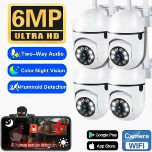 Caméras IP 6MP WiFi Wireless Security Monitor Camera 4x Zoom Indoor Surveillance Human Tracking Cameras audio bidirectionnel Couleur Night Vision 240413