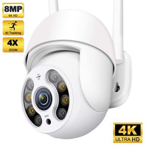 Caméras IP Caméra 8MP 4K WiFi Caméra PTZ extérieure 5MP HD Surveillance vidéo Sans fil H 265 Onvf 1080P Suivi automatique Prise en charge Alexa 230206