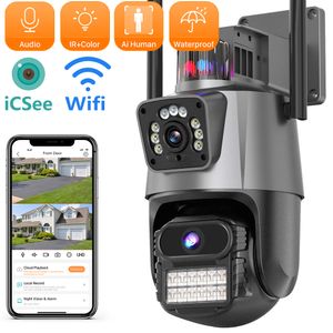 Caméras IP 8MP 4K Caméra Wifi extérieure Double objectif Suivi automatique Écran d'alarme Étanche Sécurité Surveillance vidéo Icsee 230922