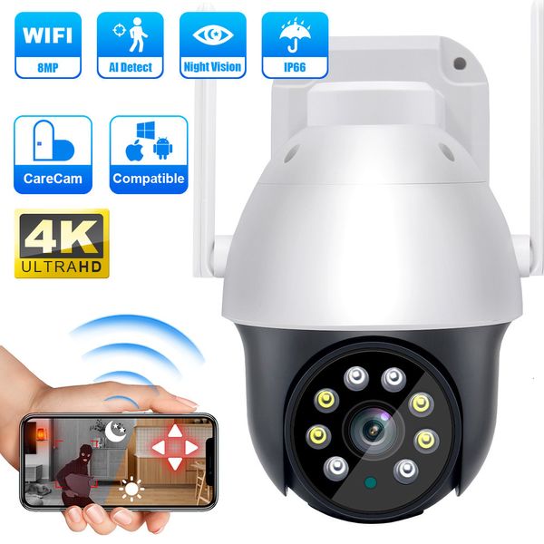 Cámaras IP 8MP 4K Cámara Wifi al aire libre Visión nocturna Vigilancia a todo color Seguimiento automático CCTV Survalance Monitor de seguridad 230922