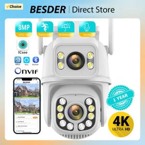 IP -camera's 8mp 4K PTZ WiFi IP Camera Beveiligingsbeveiliging Dual Lens Screencolor Night Vision4MP IP Camera CCTV Surveillance Camera ICSEE App 240413