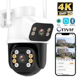 Cámaras IP 8MP 4K WIFI Cámara al aire libre Lente dual PTZ Vigilancia 4MP HD Protección de seguridad inalámbrica CCTV P2P iCSee App 230830