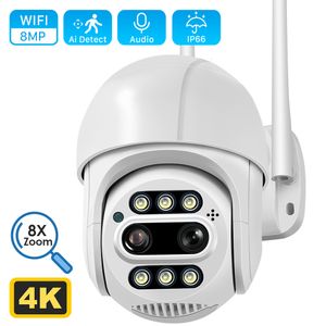 IP Cameras ANBIUX 8MP 4K PTZ Camera 8x Zoom Dual-Lens Human Detect CCTV 4MP Outdoor Wifi Video Surveillance ICSEE APP 230922