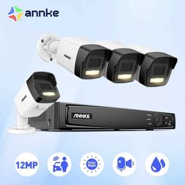 IP CAMERA ANNKE 12MP Double Light Smart Video Soutruelance Kit 2 / 4pcs Poe Camera avec 4K NVR Smart Home Camera 8CH NVR OUTDOOR MIC INTRESSÉ 240413