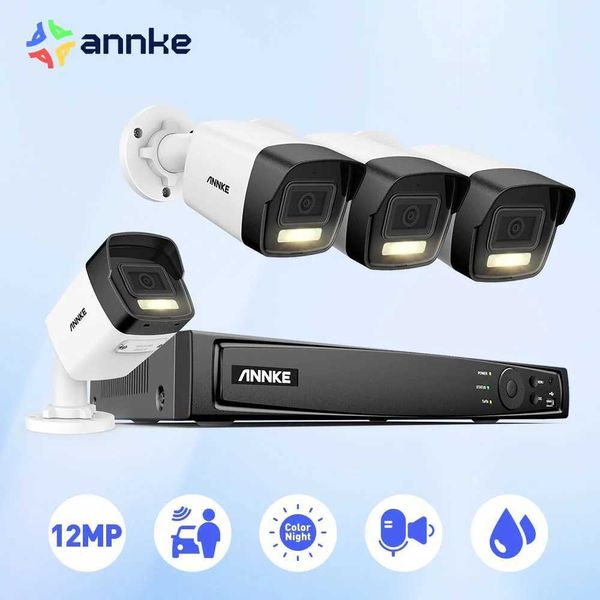 IP CAMERA ANNKE 12MP Dual Light Smart Video Subselance Kit 2 / 4pcs Poe Camera avec 4K NVR Smart Home Camera 8CH NVR OUTDOOR MIC INTRESSÉ 24413