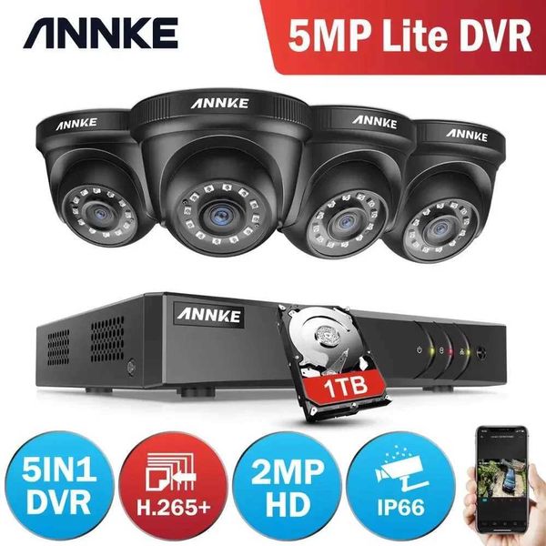 Cámaras IP Annke 8ch H.265+ 5MP Lite CCTV Sistema DVR 4PCS 2.0MP IR Visión nocturna Cámaras de domo de seguridad de visión de visión 1080p 24413