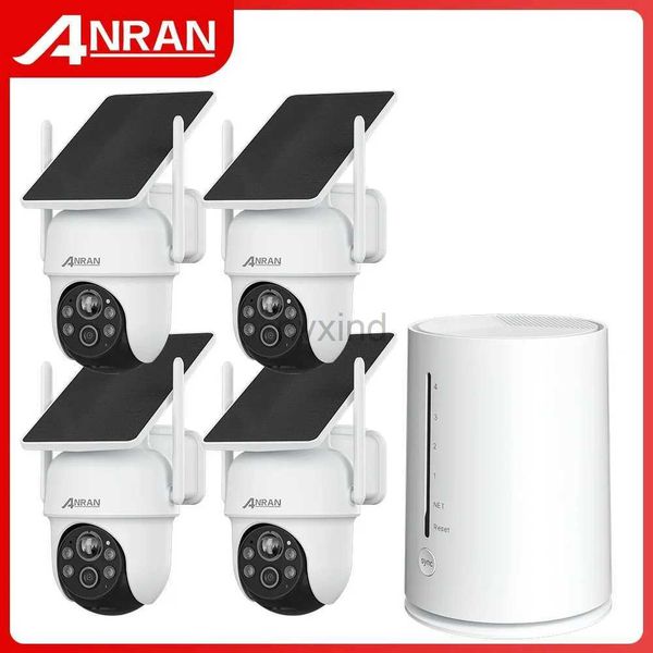 IP Cameras Anran 2k Solar Cell Camera Kit Outdoor Wireless 360 PTZ Surveillant Security WiFi Camera Kit de reconnaissance du corps humain ALARM D240510