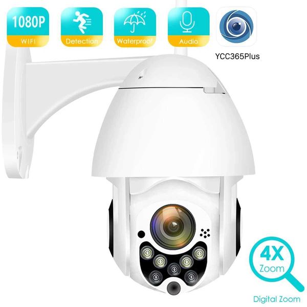 IP Cameras Besder 1080p PTZ Speed Dome Camera IP CAMERIE EXTÉRIEUR IP66 CAME DE SÉCURITÉ WIFI 4X Zoom numérique APPLIOD AUDIO YCC365 24413