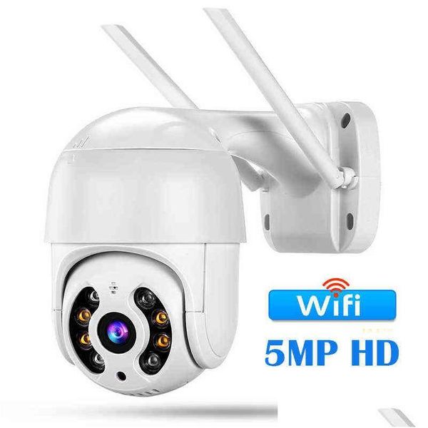Caméras IP Caméra 5MP HD Outdoor AI Détection humaine OP Sécurité sans fil CCTV P2P Zoom numérique Surveillance Wifi Aa220315 Drop Deli Dhzjp