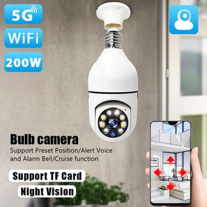 IP-camera's E27-lamp Draadloze bewakingscamera 5G Wifi Nachtzicht Auto Human Tracking Home Panoramische video Beveiligingsbescherming Monitor 230314