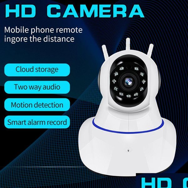 Cámaras IP HD 1080P 720P WiFi Mini cámara inalámbrica H.264 Seguridad para el hogar Visión nocturna Videocámara de videovigilancia de 360 grados con 3 piezas Dhkbg