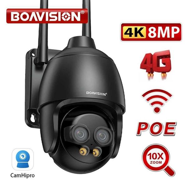 Cámaras IP HD 8MP WiFi/4G SIM Tarjeta/Cámara de vigilancia POE 10x zoom digital AI Detección humanoides Seguimiento automático de 2,8 mm Cámara de lente dual de 8 mm 240413